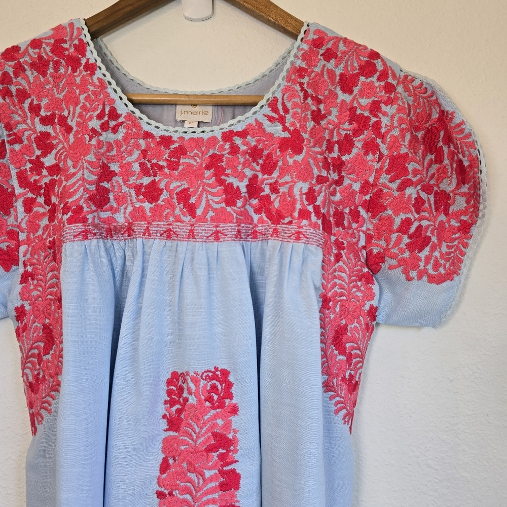 NWT J.Marie Floral Embroidered Linen Blend Top XS - Picture 3 of 14